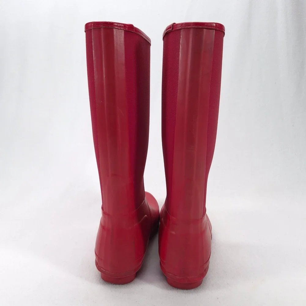Hunter Arlen Red Rubber Neoprene Tall Rain Boot Women's Size 8